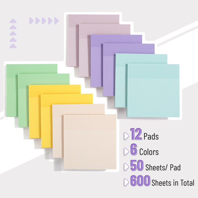 Mr. Pen- Transparent Sticky Notes, 3”x3”, Morandi Colors, 12 Pads,