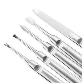 Minkissy 5pcs Stainless Steel Manicure Set Cuticle Fork Flat Nail File for Professional and Personal Use Ergonomic Nail Care Tools for Shaping Trimming and