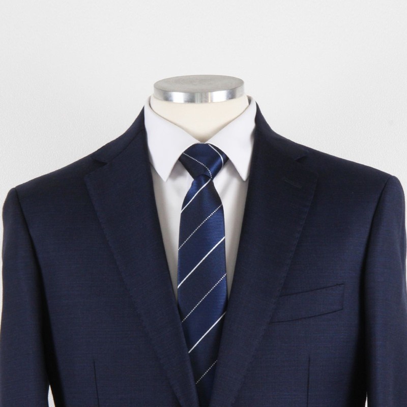The Shirt Studio Navy Two-Tone Stitch Stripe Self-Tie Necktie