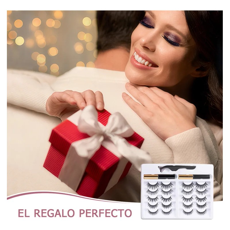 Kit de Pestañas Magnéticas Hapemein 10 con Aplicador y Delineador