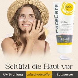 Mawaii Sonnencreme Sport & Surfen Gesichtscreme 50 SPF - 30 ml - Aloe Vera Wasserfest und Schweißfest Sonnenschutzcreme, ideal für Wassersport und Outdoor Sportarten sowie Anti-Aging Sonnenschutz
