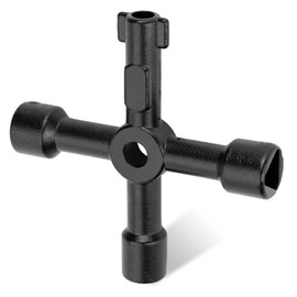 4 Way Multi-Functional Universal Cross Key Utility Key Zinc Alloy Plumbers Electricians Valve Tools Black Panel Key, HT0099-SY-UK