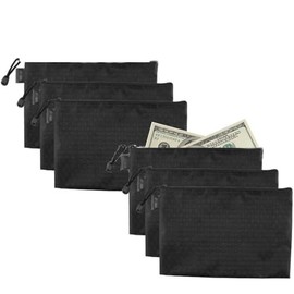 Armastuse Wallet, Pack of 6 Money Bags, Bank Bag, 24 x 18 cm Money Folder, Waterproof Bank Folder with Zip, Document Bag, Black for Household, Business, School