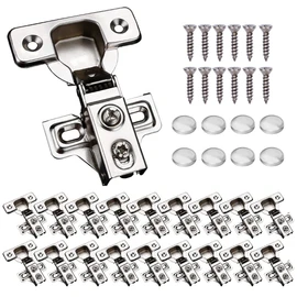KONIGEEHRE 60 Pack Soft Close Cabinet Door Hinges for 1/2" Partial Overlay Cupboard, 100 Degree Opening Angel, Stainless Concealed Kitchen Cabinet Hinges with Mounting Screws and Manual