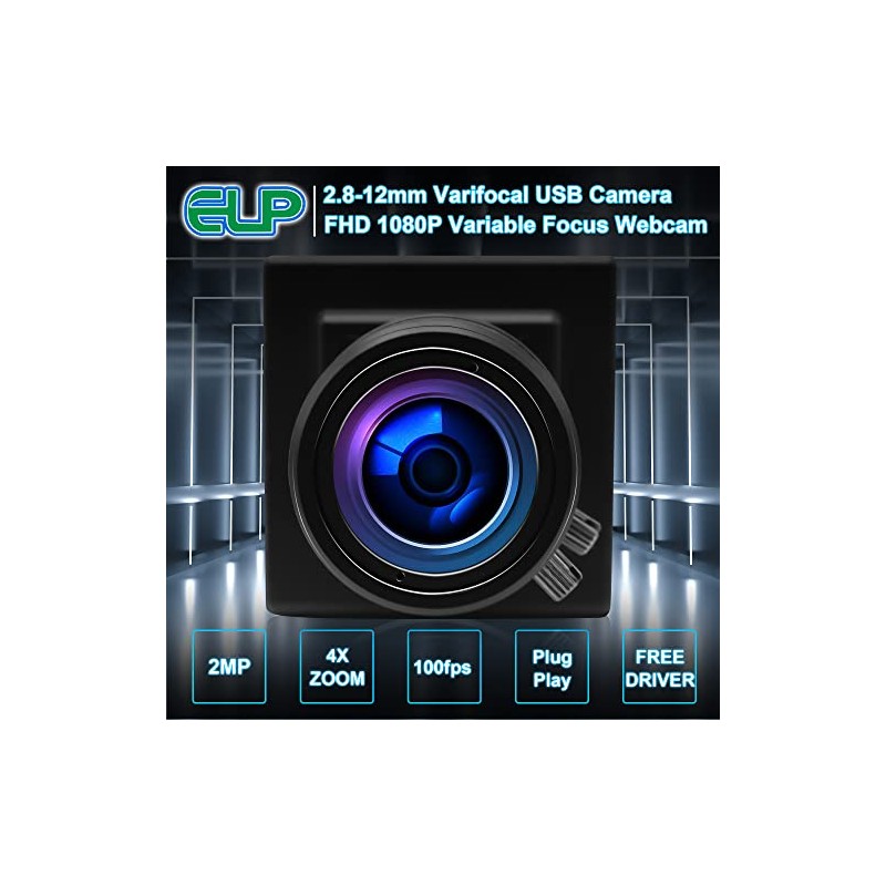 ELP 2.8-12mm Varifocal Lens HD 1080P Webcam for Mac