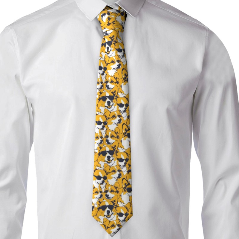 NiuKom Corgi Cool Yellow Ties for Men Cool Necktie Great
