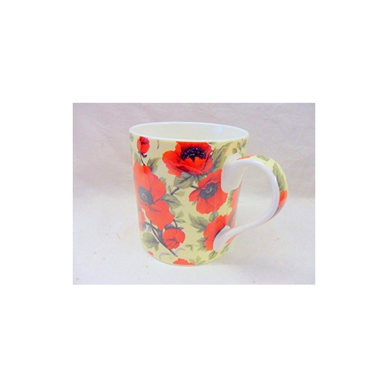 Set of 4 Extra Large China Mugs in red Poppy