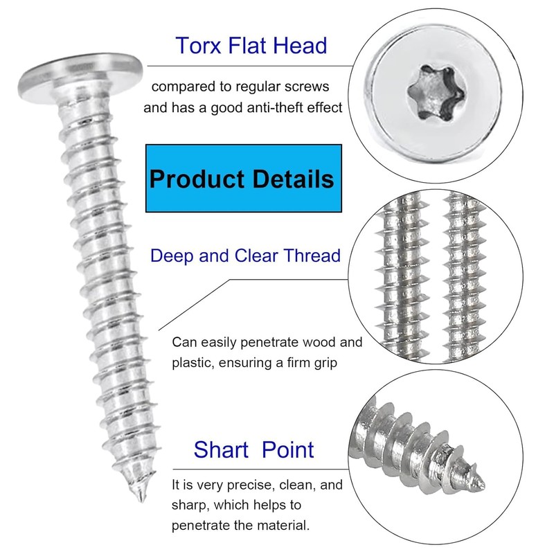 FandWay M5 x 25 mm Torx Flat Head Sheet Metal