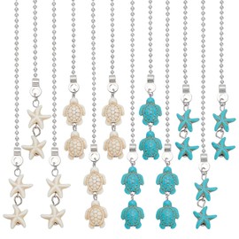 HOBBIESAY 12Pcs 2 Styles Sea Turtle Fan Chain 35.7-36.2cm Sea Star Fan Pulls Chain Extender with Ball Ceiling Fan Danglers Creative Decorative Pendant Ornaments for Light Lamp