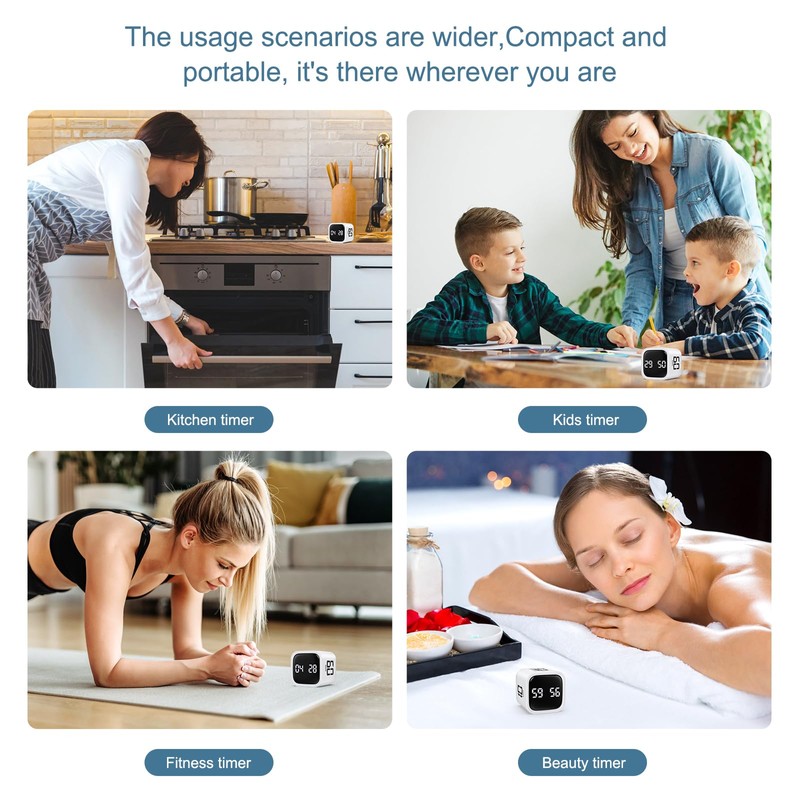 Ankilo Cube Pomodoro Timer, Digital Productivity Timer, 5/10/30/60 Minutes Rotating