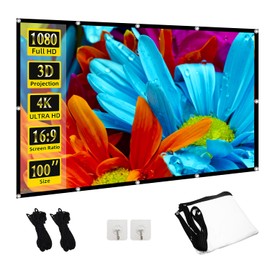 TOWOND Portable Projector Screen 100 inch, 16:9 Foldable and Anti-Crease Movie Screens, Double Sided Washable Outdoor Indoor Projection Screen for Home Theate