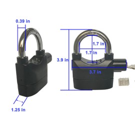 LianShi Alarm Lock 110dba Universal Security Alarm Lock System Anti-Theft for Door Motor Bicycle Padlock with 3 Keys (2PCS)