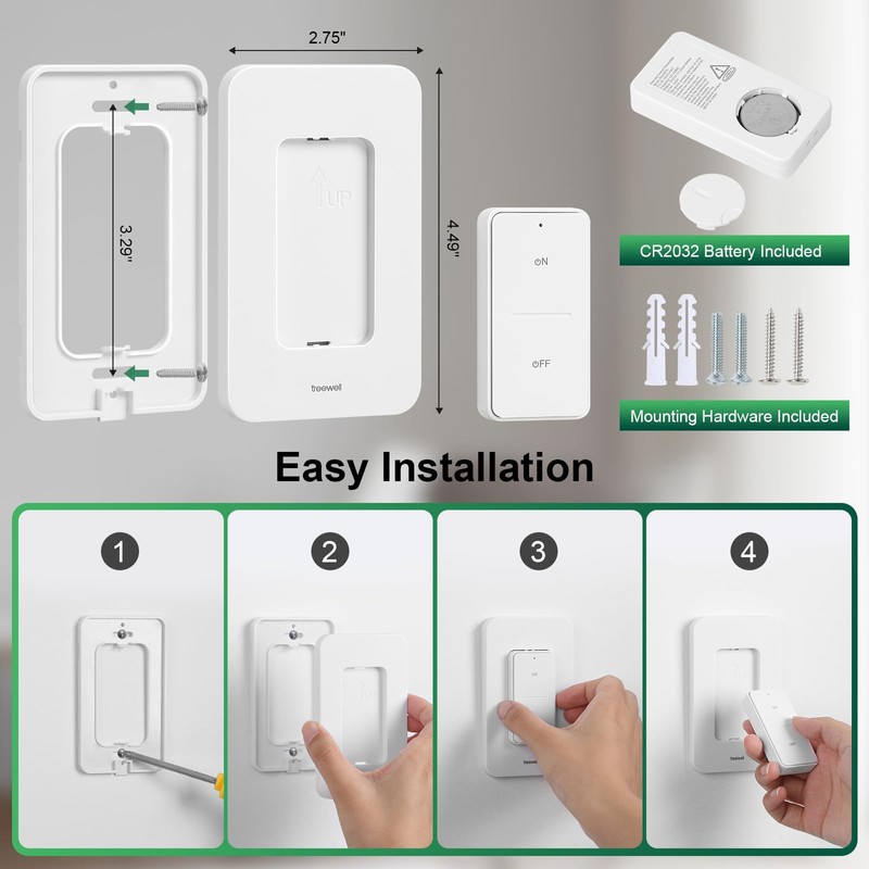 treewell Remote Control Light Socket, 200FT Range Wireless Light Switch,