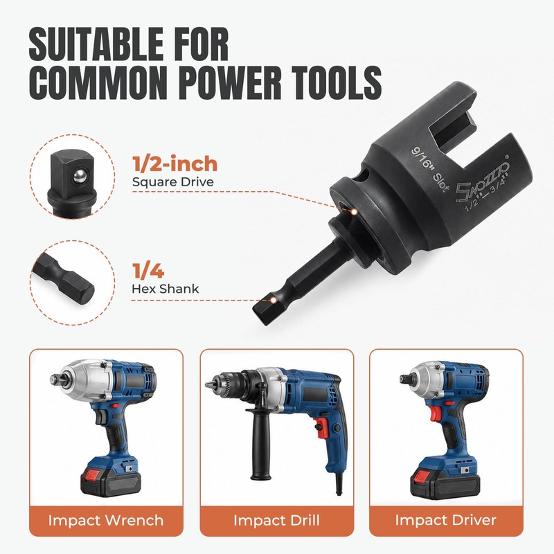1/2” Drive Multi-Purpose Lineman Socket,with 1/4 Hex Shank,9/16" Slot