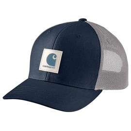 Carhartt Men's Rugged Flex Twill Mesh-Back Logo Patch Cap, Navy