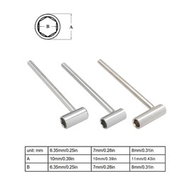 Metallor Guitar Truss Rod Adjusting Wrench Hex Box Wrench Guitar Neck Adjustment Tools Pocket Hexagon Box Spanner 6.35mm, 7mm, 8mm Guitar Luthier Tools 3Pcs Guitar Parts Accessories Chrome.
