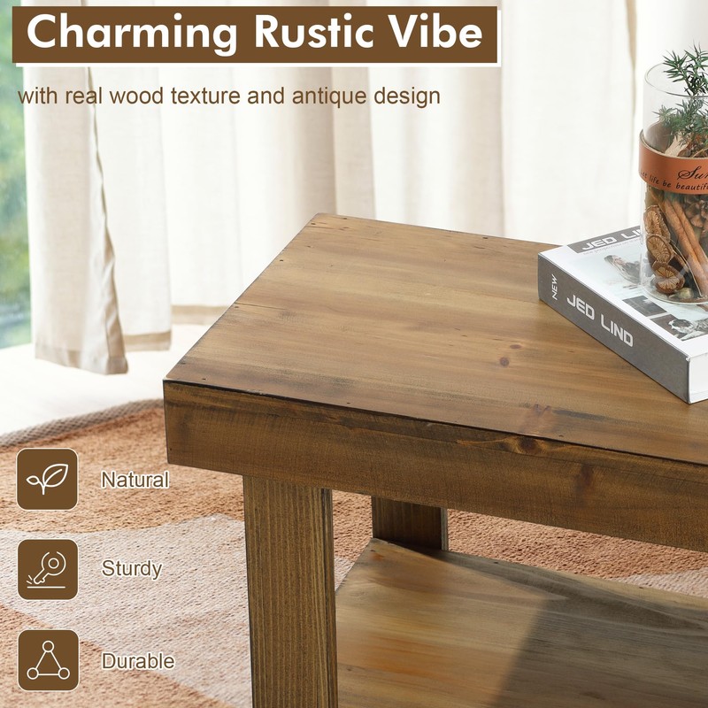 HOKYHOKY Solid Wood Entryway Bench - 31.5" Farmhouse Small Storage