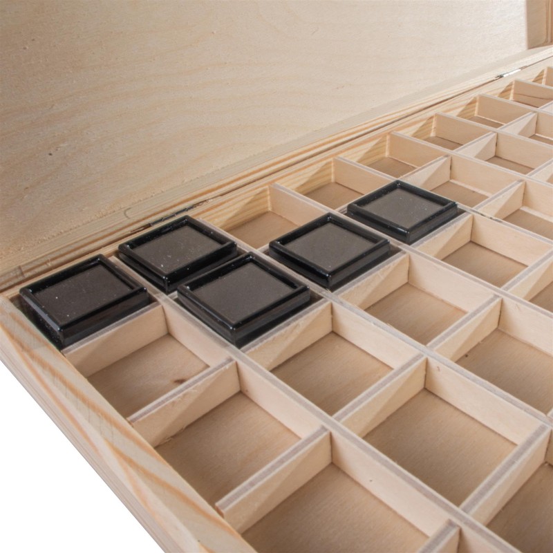WooDeeDoo Shallow Slim Wooden Box | 70 Compartments | Gemstone