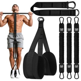 Nuoyiman Pull Up Assistance Bands with 3 Adjustable Resistance Bands & Feet/Knee Rest, Bands for Pull Up Bar, Heavy Duty Pull Up Assist Band Set for Home Gym Strength Training (225 LBS)