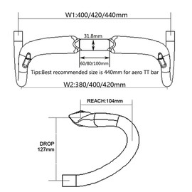 Yccyctrek Road Bicycle Carbon Road Handlebars Drop Bars Bike Components & Parts 31.8 Drop Handlebar 420mm Carbon Drop Bars