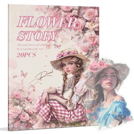 Snycler Sticker Book - 20 Sheets Vintage PET Stickers for Scrapbooking, Junk Journaling, Ephemera, and Decorative Crafts - Pre-Cut Floral Design Stickers-Flower Story