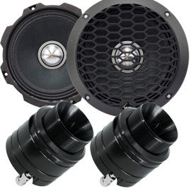 Gravity Pro Warzone Series 6.5” Inches 1000 Watts Peak Power Mid-Range Speaker for Car (2Speakers) with Heavy Duty Titanium 600W Peak Power Super Tweeter (2 Tweeters)