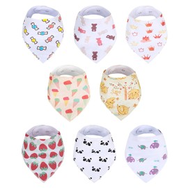 FLYISH DIRECT Baby Bibs 8 Pack Waterproof Baby Bandanas Soft Feeding Bibs for Newborns, Combination B