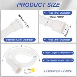 PATIKIL 1.64ft Air Conditioner Drain Kit, 2 Set Universal AC Drain Hose Connector Hose with Clamp Cuttable Rubber Adapter for Mini-Split Window AC Unit Dehumidifier Faucet