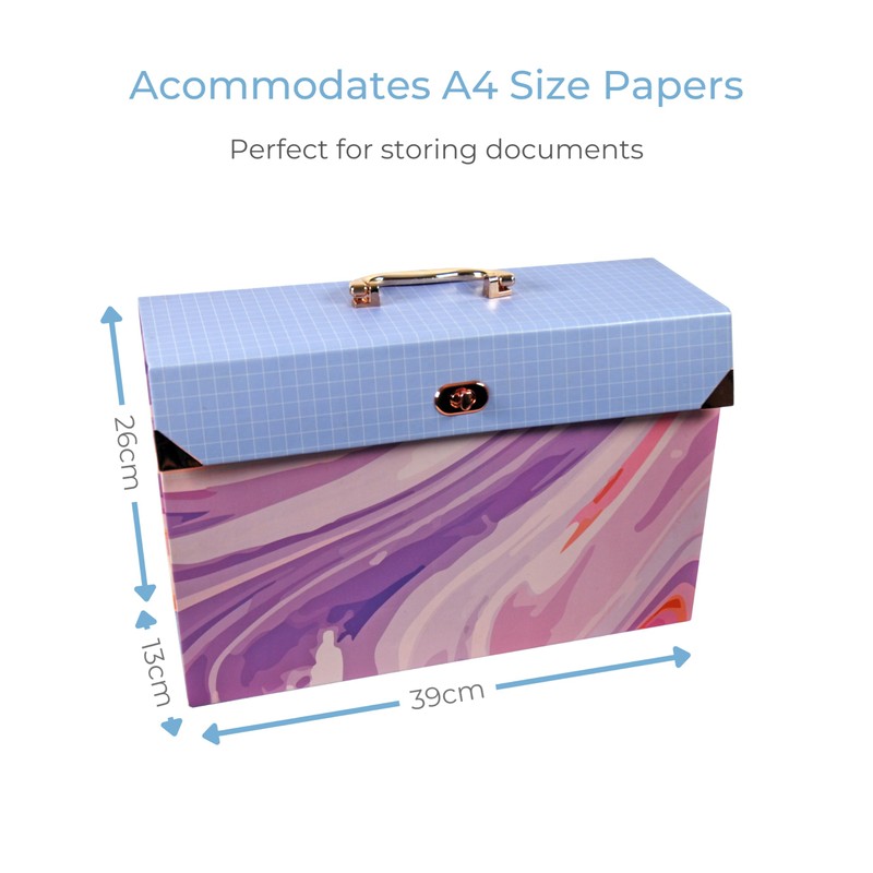Cathedral Products Purple Abstract 19-Pocket Expanding Box File with Rose