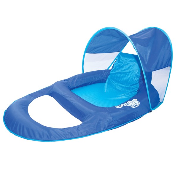 SwimWays Spring Float Recliner with Canopy - Swim Lounger for Pool or Lake