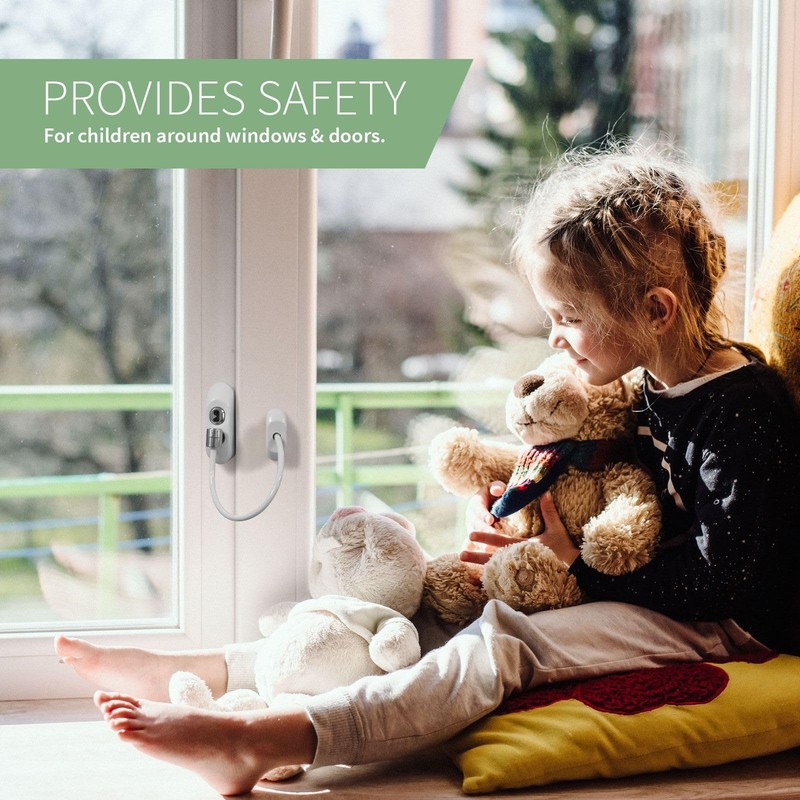 3 x Brown TruMAX Key-Locking Cable Restrictor Window Safety Security