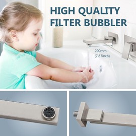 Aolemi Wall Mount Bathroom Faucet Wall Mounted Bathtub Faucet Single Handle Tub Filler with Rotating Spout Brass Rough-in Valve Included,Brushed Nickel