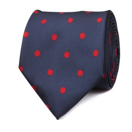 OTAA Navy Blue Tie with Red Polka Dots Casual Ties for Men - Perfect Neck Tie for Groomsmen Wedding Ties or Formal Occasions - Ideal Gifts for Him