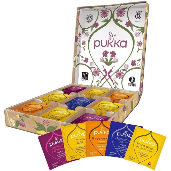 Pukka Herbs Support Selection Gift Box, Collection of Organic Herbal Teas (1 Box, 45 Sachets)