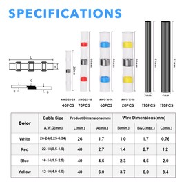 Kuject 530 Pieces Solder Connectors Heat Shrink Connector with Heat Shrink Tube, Waterproof Insulated Cable Connector Set, Electrical Wire Connector for Automotive, Marine, Boat