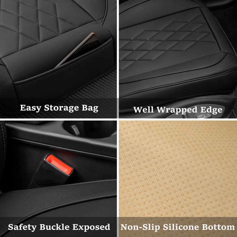JOJOBAY 2pack Leather Car Seat Cover,Bottom Seat Covers for Cars,Front