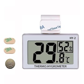 Samcos Thermometer/Hygrometer, Reptile Temperature and Humidity Management, Thermometer, Hygrometer, Room Thermometer, Digital Amphibians, Humans, HD LCD, Velcro, Hook Included, Reptile Tank,