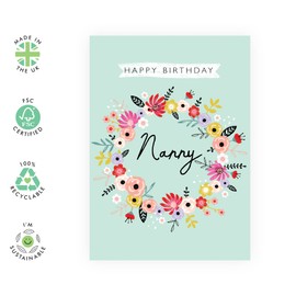Central 23 Grandma Birthday Card - Pretty Nanny Birthday Card - Sweet Gifts for Her - From Grandson and Granddaughter - Comes With Fun Stickers