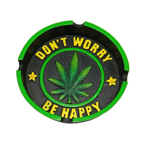 4.25" Don't Worry Be Happy Leaf Round Ashtray
