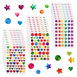 SensaBliss Sparkling Stickers, Reward Stickers, Star, Heart Shape, Round, Cute, Stickable, Stick-on Paper, Colorful, For Schools, Teacher Reward Supplies, DIY Craft Supplies, 30 Sheets
