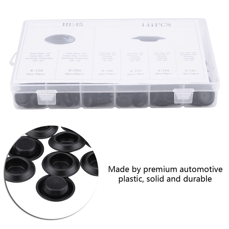 141pcs 6 Sizes Assorted Car Flush Mount Hole Plugs Auto