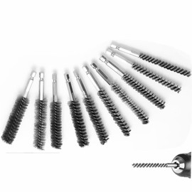 20 Pieces Stainless Steel Bore Brush in Different Sizes Twisted Wire Stainless Steel Cleaning Brush with Handle 1/4 Inch Hex Shank for Power Drill Impact Driver, 4 Inch in Length