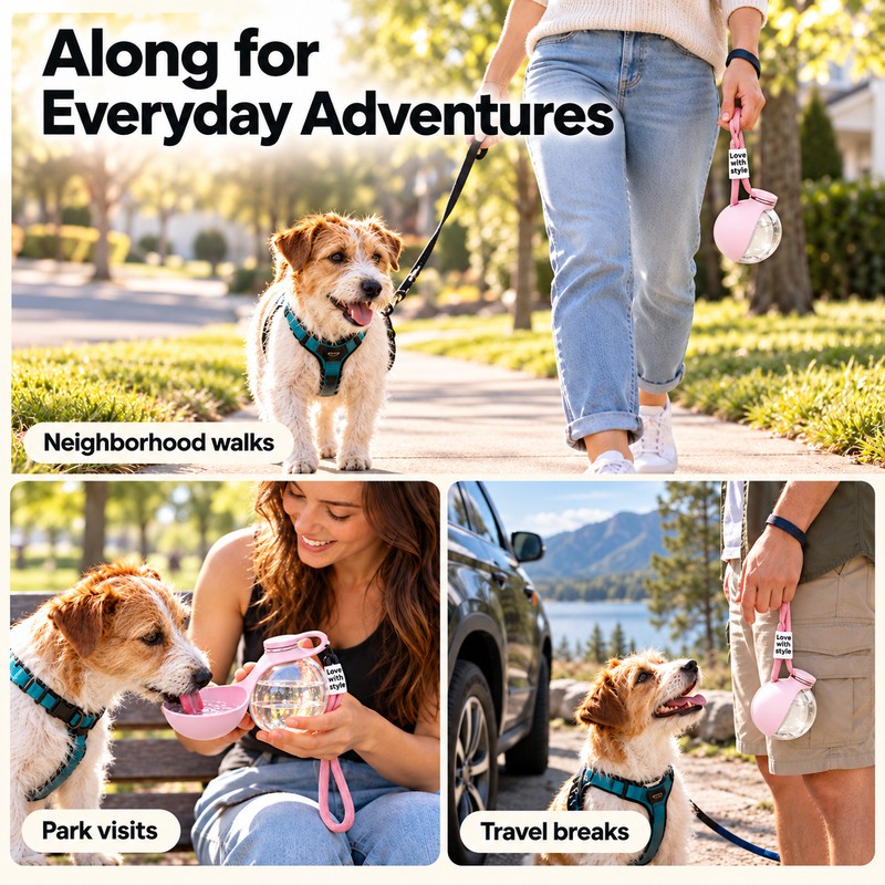 Portable Dog Water Bottle with Drinking Bowl – Compact 285