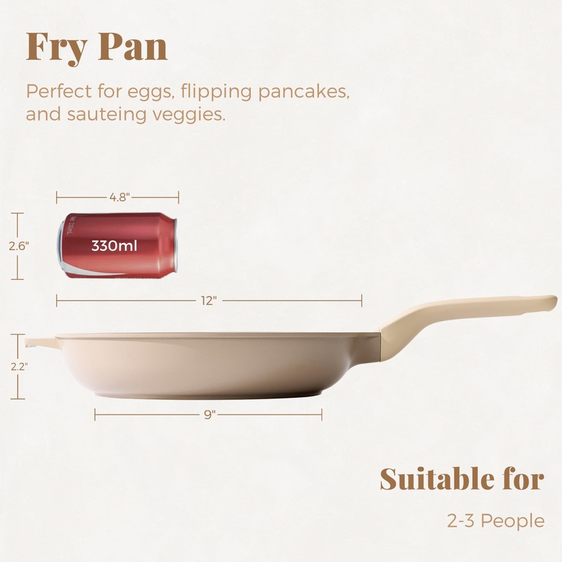 PRICUSIS Nonstick Frying Pan, 8/10/12 Inch Skillet with Stay Cool