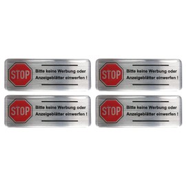 BIKE-label 403009 Aluminium Look 3D Letterbox Sticker 4 x No Advertising / Display Sheets 80 x 30 mm