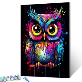Tucocoo Graffiti Owl Paint by Numbers for Adults, DIY Digital Oil Painting Kits on Canvas with Brushes and Acrylic Pigment Cute Animal Colorful Picture Home Decor Gift 40x50cm