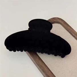 Vintage Black Velvet Hair Claws Luxury Velvet Texture Elegant French Hair Clip with Non-Slip Grip for Ladies Hairstyles (Black)
