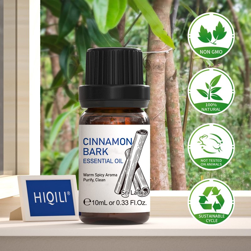 HIQILI Cinnamon Essential Oil,Pure Natural Organic Therapeutic Grade for Diffuser,Massage-10ml