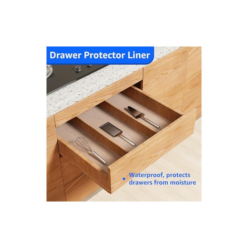 PABUSIOR 10-Inch Clear Cabinet Drawer Liner: Translucent Waterproof Small Kitchen