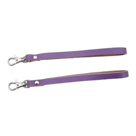 2 Pieces Genuine Leather Wrist Strap for Wallet Clutch Wristlet Purse Keys Keychain Pouch (purple)
